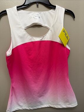 FILA Women's Pink and White Ombre Racerback Tank